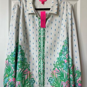 Lilly Pulitzer White and Green Blouse